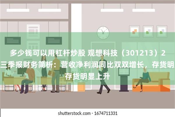 多少钱可以用杠杆炒股 观想科技（301213）2024年三季报财务简析：营收净利润同比双双增长，存货明显上升