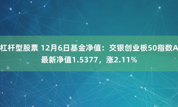 杠杆型股票 12月6日基金净值：交银创业板50指数A最新净值1.5377，涨2.11%