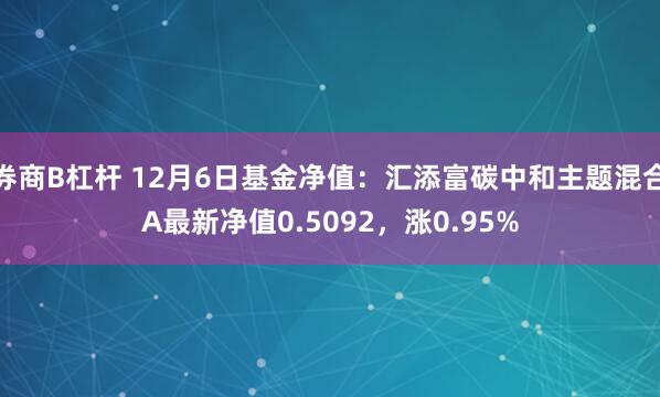 券商B杠杆 12月6日基金净值：汇添富碳中和主题混合A最新净值0.5092，涨0.95%