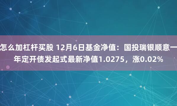 怎么加杠杆买股 12月6日基金净值：国投瑞银顺意一年定开债发起式最新净值1.0275，涨0.02%