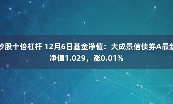 炒股十倍杠杆 12月6日基金净值：大成景信债券A最新净值1.029，涨0.01%