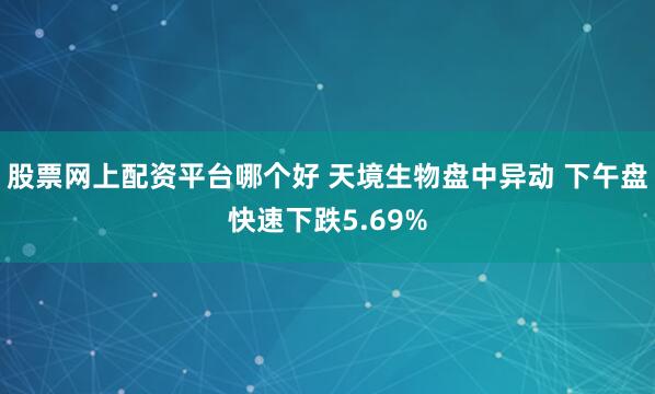 股票网上配资平台哪个好 天境生物盘中异动 下午盘快速下跌5.69%