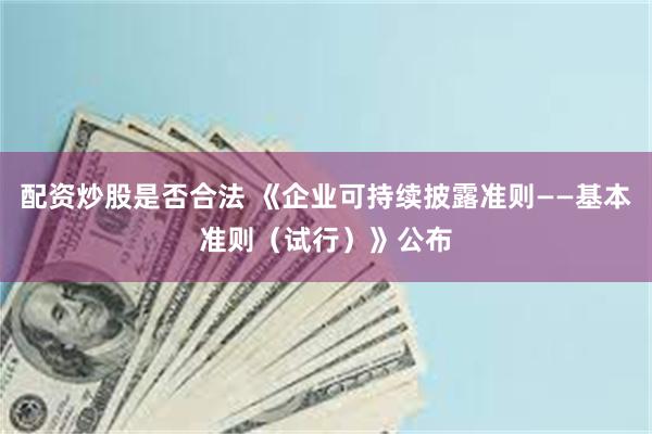 配资炒股是否合法 《企业可持续披露准则——基本准则（试行）》公布