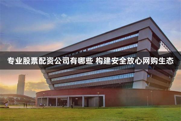 专业股票配资公司有哪些 构建安全放心网购生态